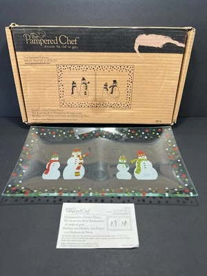 Plato de servir dividido con puntos de muñeco de nieve de chef mimado transparente vacaciones de Navidad *USADO EN EXCELENTE ESTADO Foto 1 de 4
