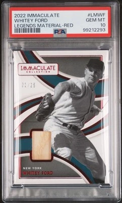 2022 Immaculate Panini-Whitey Ford LM Red #21/25 Game Worn PSA 10 POP 1 - Image 1 of 3