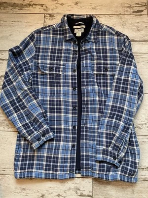 Camisa de franela forrada de lana LL Bean chaqueta para hombre calce tradicional medio con bolsillos Foto 1 de 4