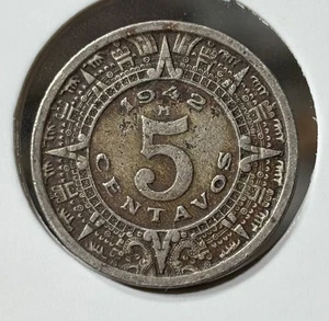 1942 Mexico 5 Centavos Five - Picture 1 of 2