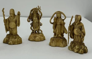 Vintage Japanese Seven Lucky Gods Figurines Celluloid / Plastic 1900’s Set Of 4 - Picture 1 of 9