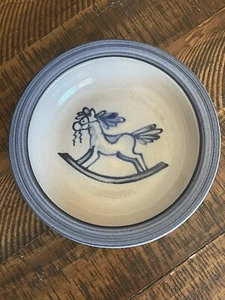 Rowe Pottery Rocking Horse Childs Bowl 7 Inch Salt Glazed Ceramic Wisconsin - Picture 1 of 4
