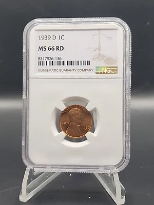 1939-D 1C RD  Lincoln Wheat One Cent NGC MS66RD   - Image 1 of 2