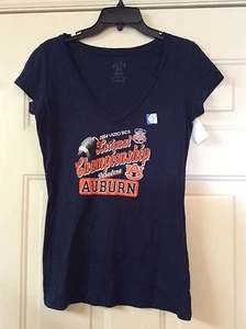 Camiseta para mujer Auburn Jr azul mediana AU Championship cuello en V nueva con etiquetas - Imagen 1 de 4