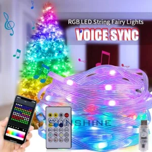 Led Strip Lights 100LED 33ft Bluetooth Room Lighting RGB Voice Sync App Remote - Picture 1 of 19
