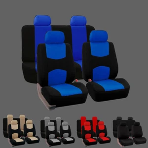 4/9 piezas fundas universales de asiento de auto delanteras y traseras de poliéster para auto vehículo camión SUV - Imagen 1 de 27