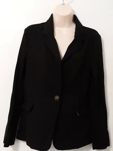 Maurices Womens M Blazer Jacket Knit Black Top Button Front Rayon Nylon Spandex - Picture 1 of 9