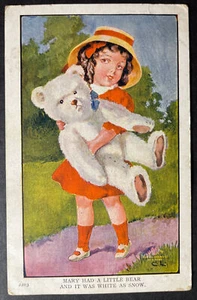 Tarjeta postal impresa firmada por Mary Had A Little Bear it Was White as Snow Ullman 1907 - Imagen 1 de 2