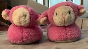 NWOT Vintage pink furry monkey face slippers with cuffs little girls 7-8 - Picture 1 of 5