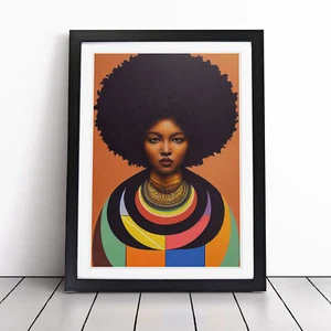 Frau mit Afro Mandala gerahmte Leinwand Wandbild Kunstdruck Poster Bild, Wohndeko - Bild 1 von 8