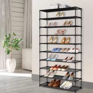 Artiss Shoe Rack Cabinet Stackable 50 Pairs 10-Tier Black - Picture 1 of 8