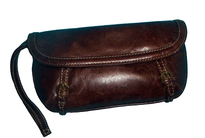 TRINA TURK Brown Leather Clutch Wristlet Bag - Image 1 of 4