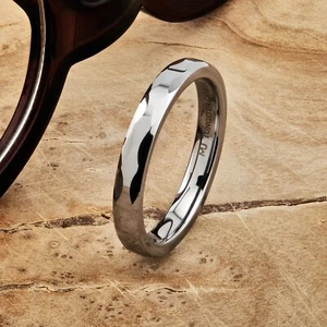 Tungsten Carbide 3mm Geometric Multi Faceted Band Polished Finish Ring - Picture 1 of 4