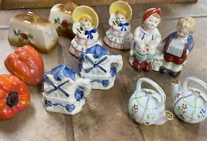 6 Vintage Salz- & Pfefferstreuer besetztes Japan. Teekanne Kinder Koffer Paprika + - Bild 1 von 12