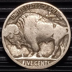 1928 Nickel Buffalo Nickel 5 Cents Coin Avg Cir Flat Ground - Picture 1 of 6