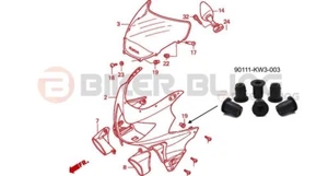 6x Tuercas de goma carenado cono nariz Honda CBR600F4 1999-2000 Nº de pieza: 90111-KW3-003 - Imagen 1 de 16