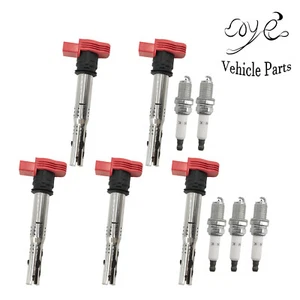 5pcs Ignition Coil & Spark Plug Kit For 2008-2009 Volkswagen Rabbit 2.5L L5 - Picture 1 of 6