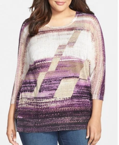 NIC+ZOE 'Lavender Bliss' Print Linen Knit Top 2X NWT $148 - Picture 1 of 3
