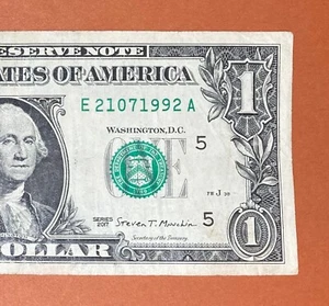 Billete de cumpleaños de $1 dólar 21 de julio de 1992 (E 21071992 A) - Imagen 1 de 3