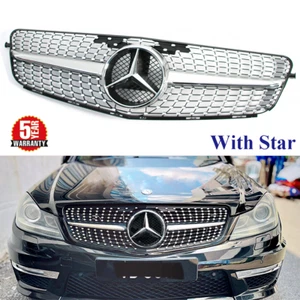 Chrome Front Upper Grille W/Emblem For Mercedes-Benz W204 C300 C350 2008-2014 - Picture 1 of 7