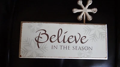 VGC KLOTER ФЕРМЫ РОЖДЕСТВО ВЕРИТЬ В СЕЗОН ДЕРЕВЯННЫЙ ЗНАК СО СНЕЖИНКОЙ - Изображение 1 из 3