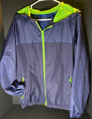 Superman Jacket Blue Green Mens M Bioworld DC Comics Six Flags Windbreaker - Image 1 of 4