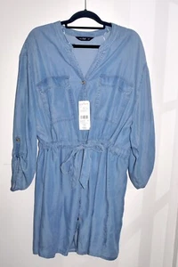 Vestido Camisa Denim F&F Azul Cordón Cintura Talla 22 Nuevo con Etiquetas - Imagen 1 de 3