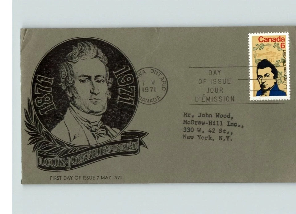 CANADA 1971 First Day of Issue, Louis Joseph Papineau, grey envelope - Image 1 of 1