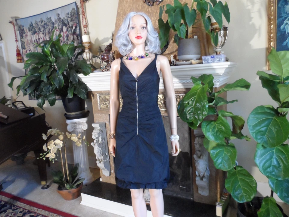 Vestido Dolce & Gabbana Negro Nylon Cremallera Frontal Acanalado Talla IT 38-US 2 Foto 1 de 4