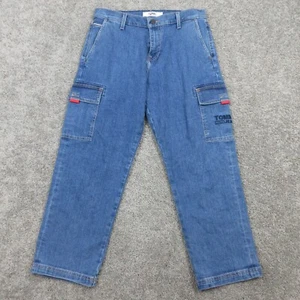 Tommy Hilfiger Jeans Denim Mens 31x27 (Tag 31x30) Blue Cargo Wide Leg Pants - Picture 1 of 13