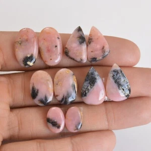5 Pair 68 Cts Natural Pink Opal Cabochon Gemstone Pair Lot 12x8-19x11mm #14178 - Picture 1 of 5