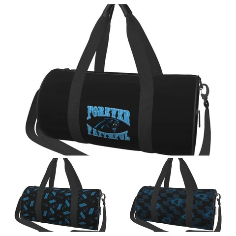 Carolina Panthers Cylindrical Gym bag Sport Travel Bag Luggage Bag Collapsible Cover