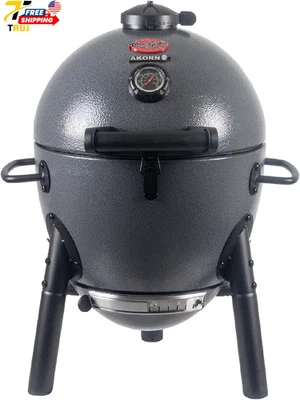 便携式 Kamado 木炭烧烤架和烟熏器带铸铁格栅和锁盖  — 第 1/4 张图片