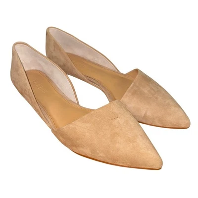 Pisos de ballet J Crew de gamuza desnuda punta D'Orsay elegantes usados para mujer 7,5 Foto 1 de 4