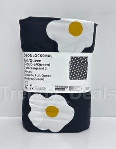 Juego de funda nórdica completa/queen Ikea OGONLOCKSMAL con 2 fundas de almohada negro/blanco/amarillo - Imagen 1 de 6