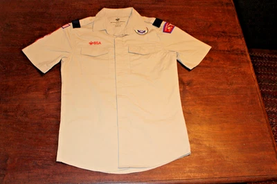 Boy Scouts of America BSA Men's Shirt Tan Medium Vented Sewn Patches - Image 1 of 4