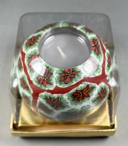 VTG 90s Magic Glow Candle “Living Lights”Christmas Poinsettia Flower Mosaic - Picture 1 of 8