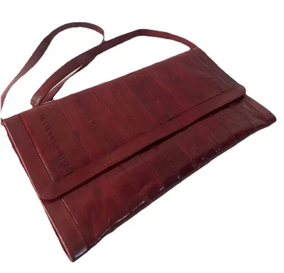 Bolso de hombro de cuero genuino de piel de anguila rojo vintage bolso de mano cartera Foto 1 de 4
