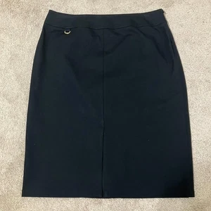 Dana Buchman Black Preppy Career Classic Front Slit Pencil Skirt Size 12 - Picture 1 of 3