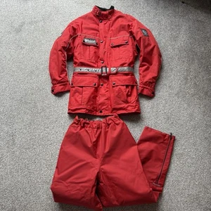 Belstaff Motorcycle Nylon Jacket And Trousers XS Red Vintage Unisex Moto Rare - Picture 1 of 15
