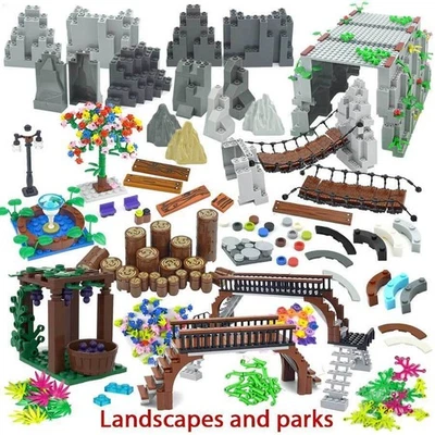Rock Hill Mountain Landscape Park Fountain Cave Bridge Building Blocks for Lego - Image 1 of 4