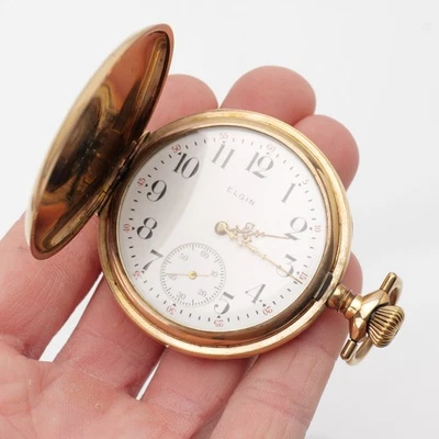 Reloj Bolsillo 1917 Elgin Grado 312 16S 15 Joyas Estuche de Caza Lleno de Oro - Limpio Foto 1 de 4