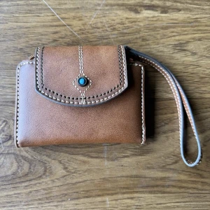 Cartera pulsera occidental de cuero Tony Lama cierre magnético turquesa - Imagen 1 de 5