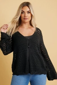 Yours Curve Women's Plus Size Crochet Button Through Cardigan - Picture 1 of 13