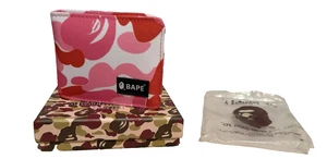 Bape Wallet Mens PINK CAMO Nylon Bi-Fold Bathing Ape Head New - Picture 1 of 5