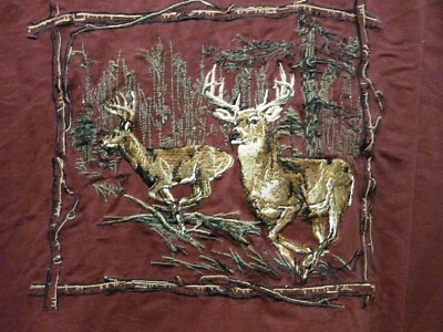 Camisa RedHead Abotonada Borgoña Roja Bordada Ciervo Buck De Colección Para Hombres XL Foto 1 de 4