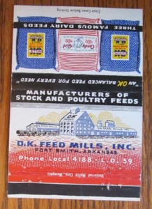 FARMING STREICHHOLZHEFTCHENHÜLLE: D. K. FEED MILLS FORT SMITH, ARKANSAS STREICHHOLZHÜLLE -D8 - Bild 1 von 3