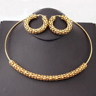 Fashion Jewelry Stainless Steel Gold Tone Necklace Choker+earring Jewelry Set