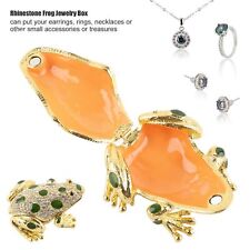 Rhinestone Frog Jewelry Box Painted Electroplated Frog Figurine Jewelry Boxes♪