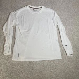 Champion Vapor Cotton White Crew Neck Long Sleeve Layering Tshirt Youth Large - Picture 1 of 9